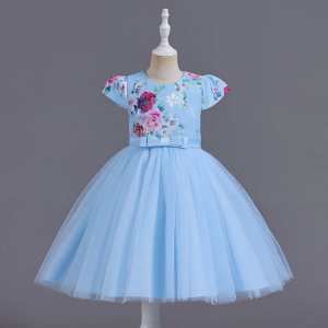 Chic robe princesse de couleur bleue pour fillette de 8 à 9 ans