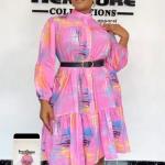 Robe de soirée ceinturé pour femme haut de gamme - Couleur rose