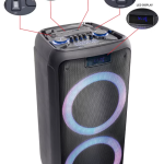 Woofer Haut-parleur Audio Double 8inch Grande Puissance PA PRO Haut-parleur DJ Portable Karaoké Sans Fil Batterie Professionnel Haut-parleur Bluetooth pour Fête avec Lumière LED