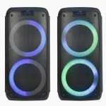 Woofer Haut-parleur Audio Double 8inch Grande Puissance PA PRO Haut-parleur DJ Portable Karaoké Sans Fil Batterie Professionnel Haut-parleur Bluetooth pour Fête avec Lumière LED