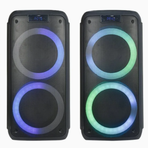 Woofer Haut-parleur Audio Double 8inch Grande Puissance PA PRO Haut-parleur DJ Portable Karaoké Sans Fil Batterie Professionnel Haut-parleur Bluetooth pour Fête avec Lumière LED
