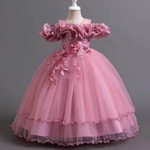 robe princesse élégante pour filles et fillettes couleur rose