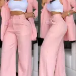 Ensemble costume élégant pour femmes couleur unie manches longues revers costume poche pantalon droit costume - costume pour femme décontracté-fête-évènement-sortie-shopping