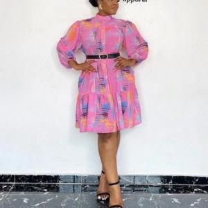 Robe de soirée ceinturé pour femme haut de gamme - Couleur rose